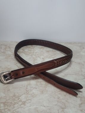 Twenty X By Wrangler Brown Leather Men’s Belt with Woven Detail Size 32